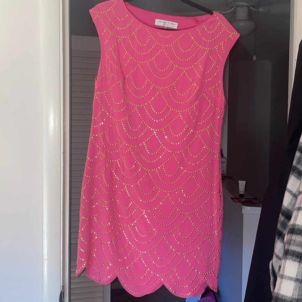 Trina Turk Rindra Stud Dress size 10 pink gold - Picture 1 of 6